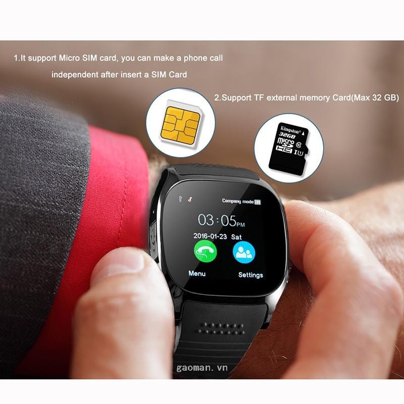 Đồng hồ thông minh T8 hỗ trợ thẻ SIM và camera