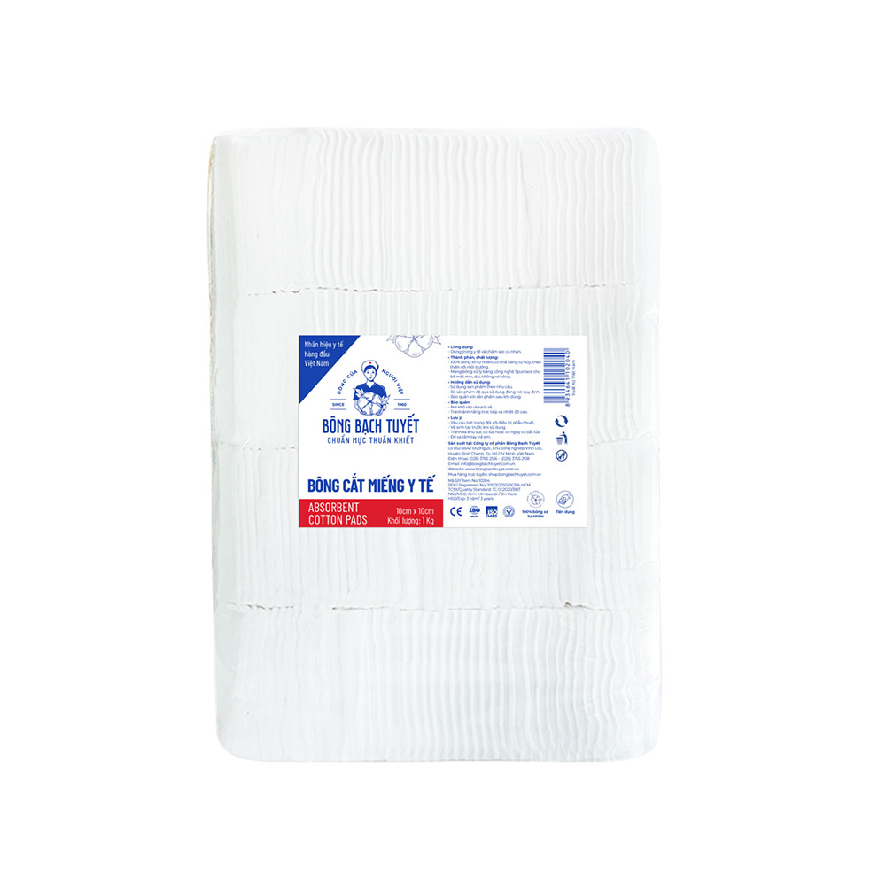 Bông y tế cắt Bạch Tuyết (10cm x 10cm)- 1Kg