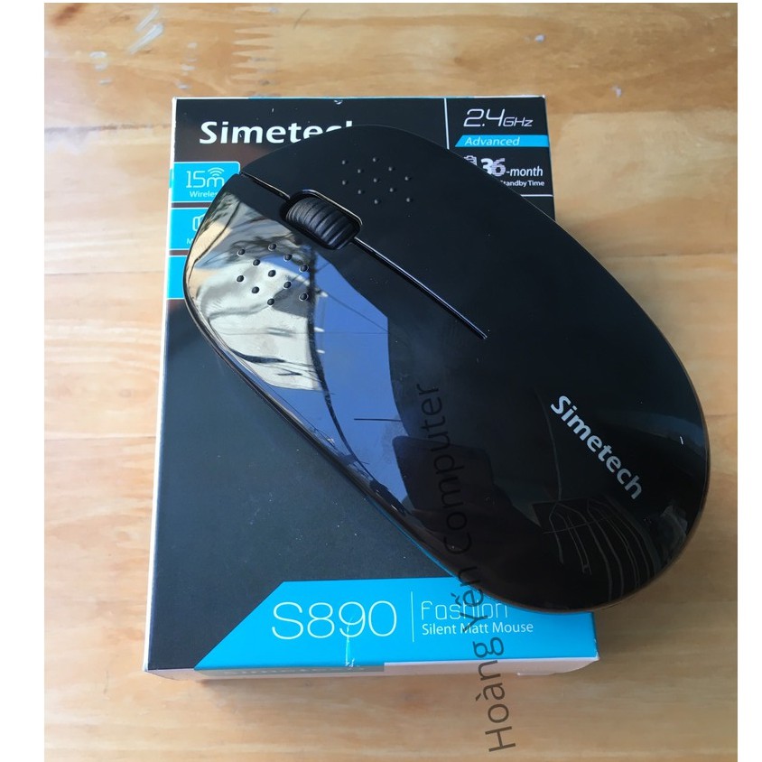 Chuột laser simetech s890 không dây nút click silent cực êm bấm không kêu tiếng,dùng được cho pc,laptop,smart tivi,android box