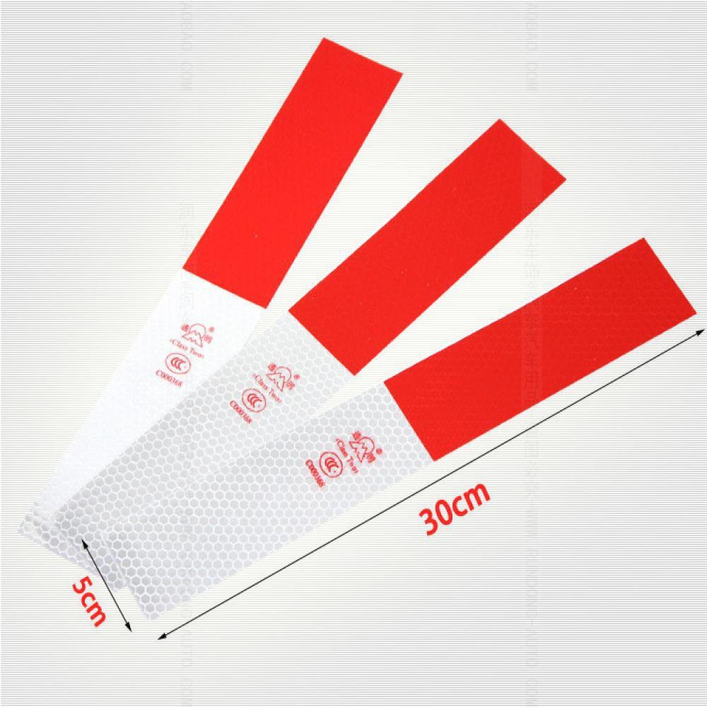Combo 10 miếng Decal phản quang Trắng Đỏ 4.6cm x 30cm