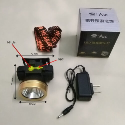 Đèn pin đội đầu siêu sáng gọn và nhẹ, kèm sạc