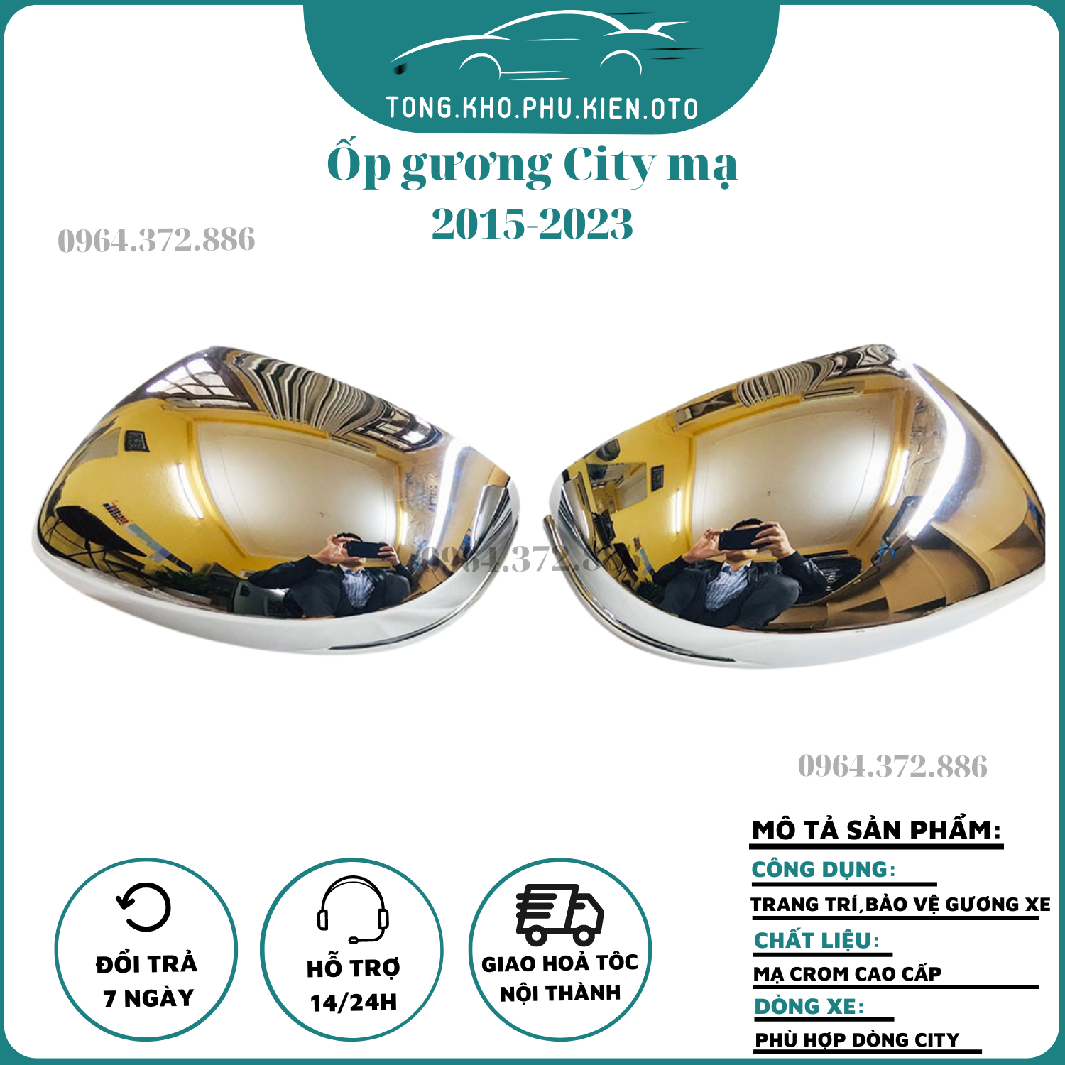 Ốp gương chiếu hậu honda city 2015-2023 mạ crom