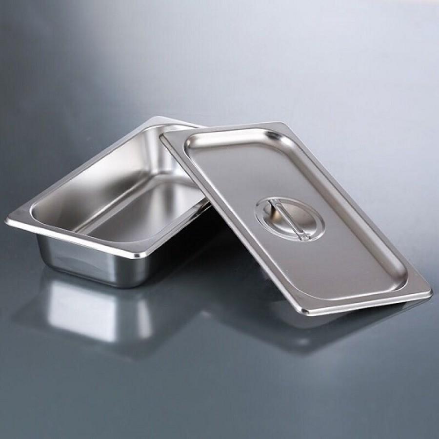 [HCM]Khay đựng topping inox 1/4  có nắp