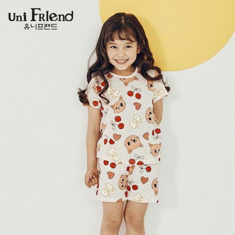 Nơi bán Đồ bộ mặc nhà bé gái Unifriend thun ngắn họa tiết cherry U9SSTS15