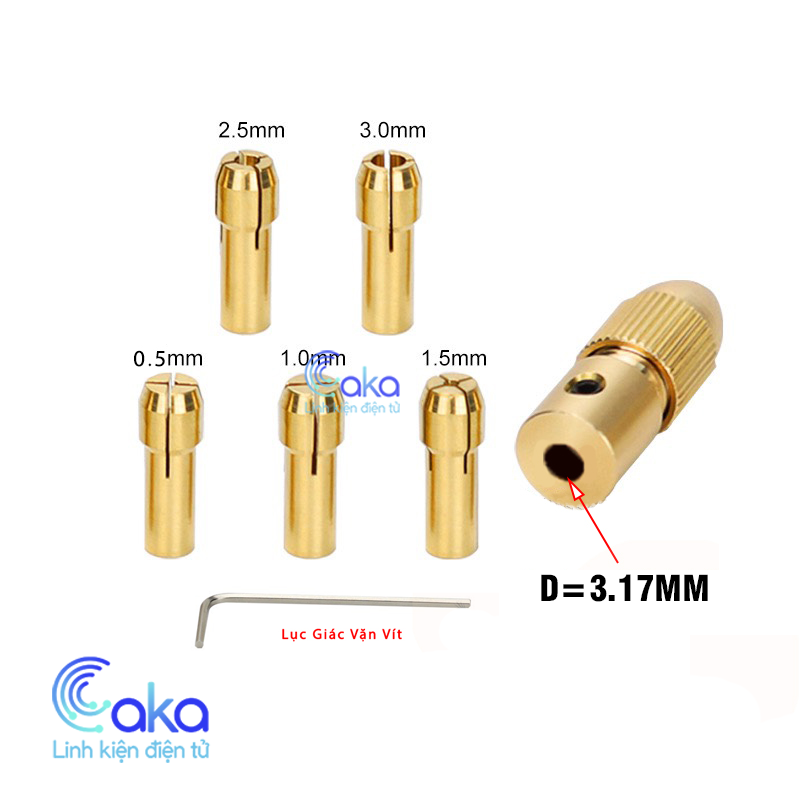 Bộ đầu kẹp mũi khoan mini 3.17mm