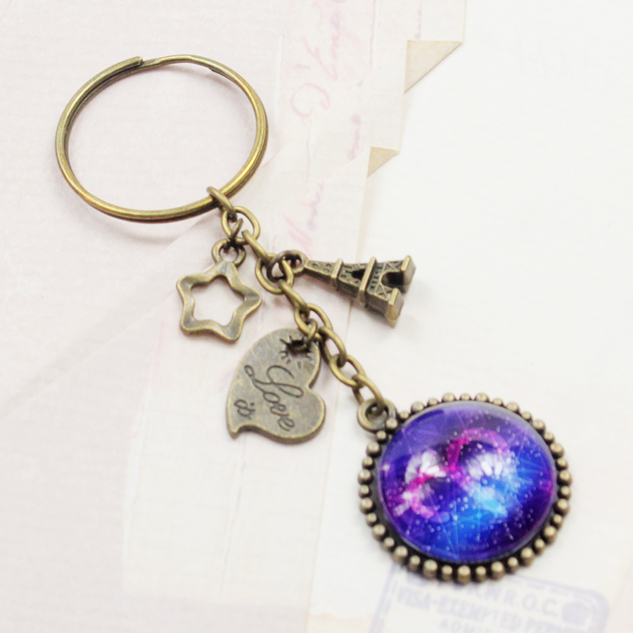 Móc khóa 12 cung hoàng đạo zodiac tông tím xanh dương 06646-mk0015