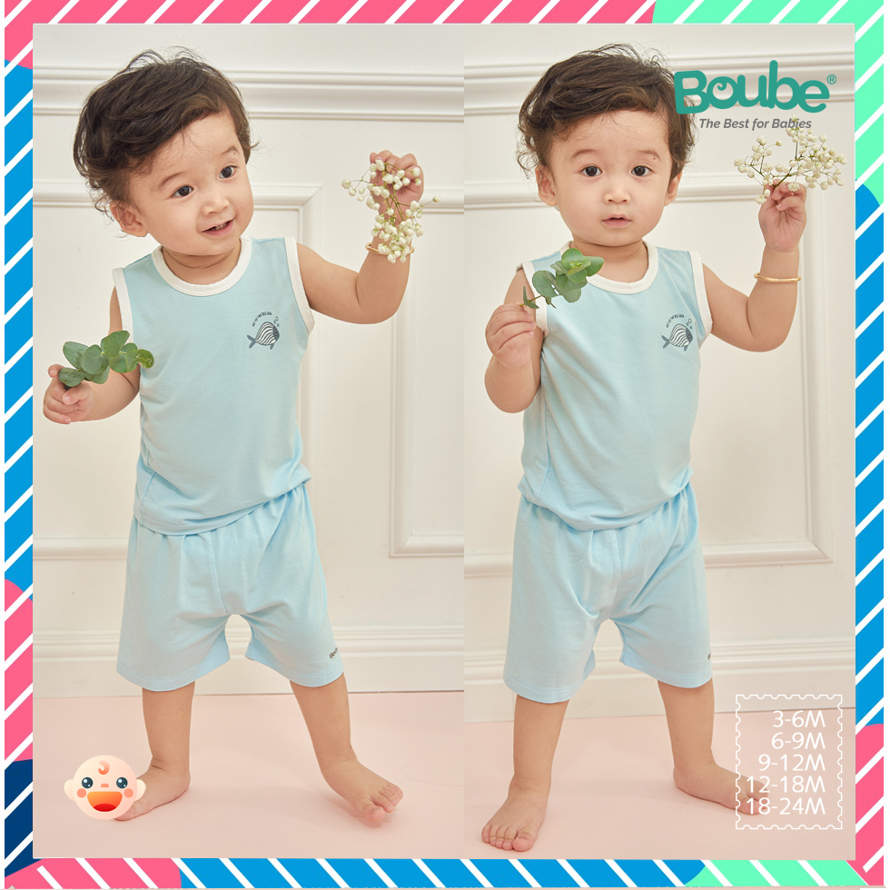 Bộ quần áo ba lỗ trẻ em và sơ sinh nhiều màu sắc Boube