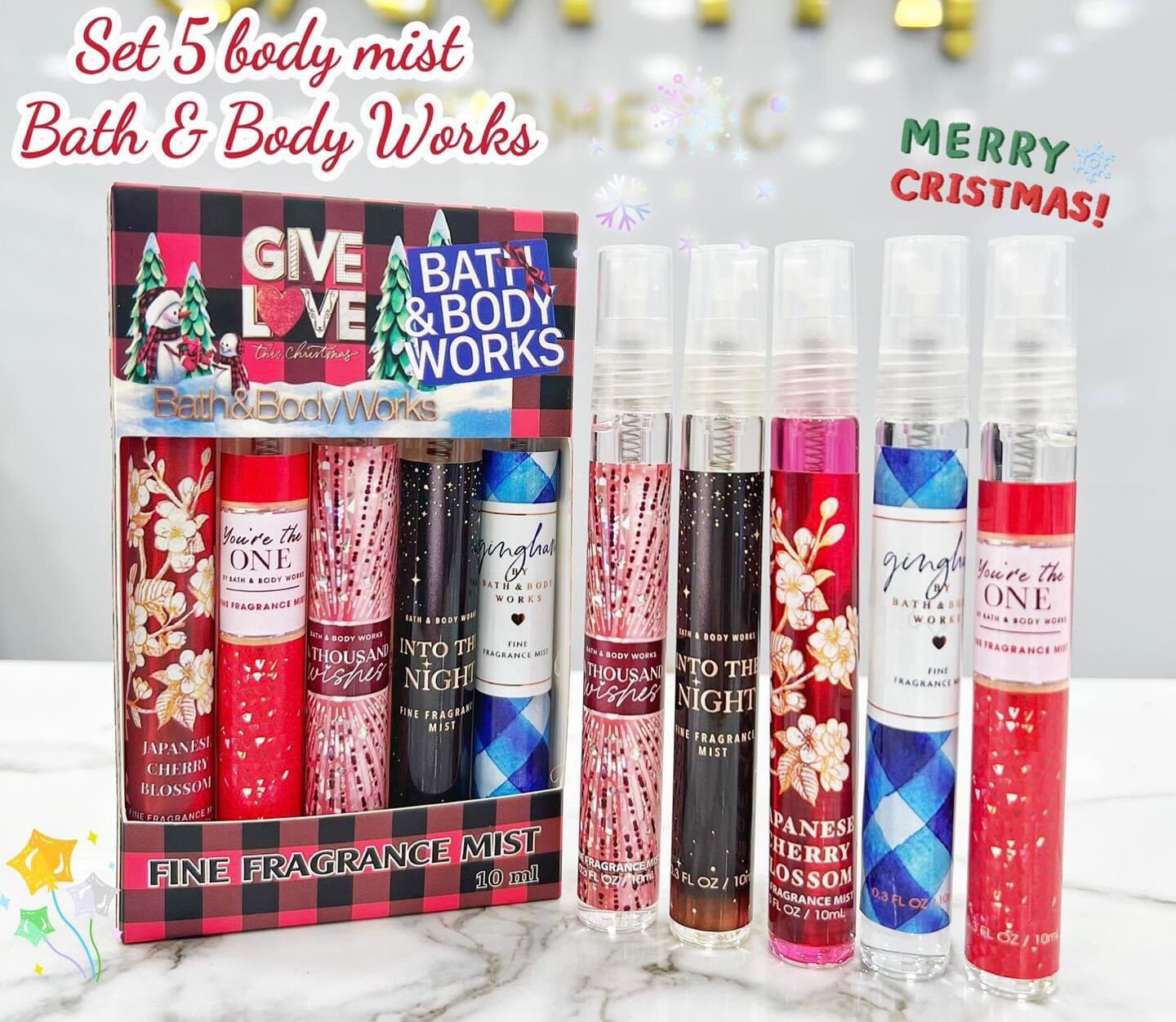 Set body mist bath & body works mini 5 lọ 10ml