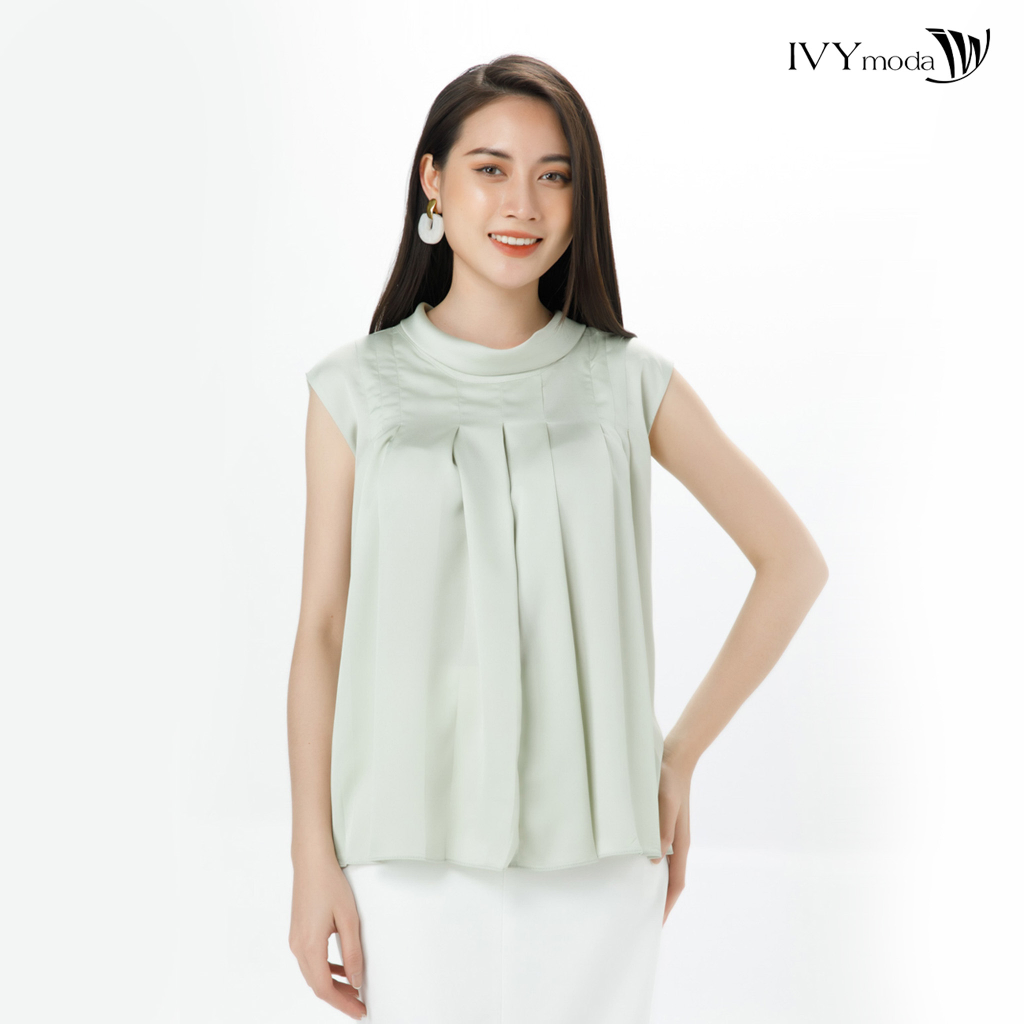 Áo lụa phối nơ sau - Martha Top IVY moda MS 15M7434