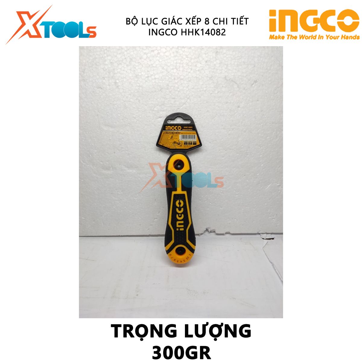 Bộ lục giác xếp 8 chi tiết INGCO HHK14082 | Bộ 8 chìa lục giác đầu tròn kích thước 2-8mm chất liệu Cr-V Chịu nhiệt và thép chrome - 96/T giúp việc vặn và mở được dễ dàng và tốn ít sức[CHÍNH HÃNG] [XTOOLs]
