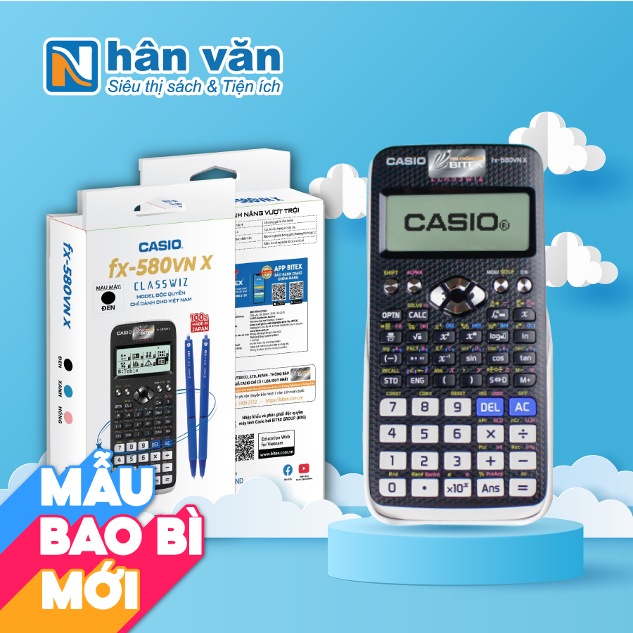 Máy Tính Casio FX580 VNX - Màu Đen - Chính Hãng Bảo Hành 7 Năm + 2 Bút Bi Pilot BP-1RT - Mực Xanh