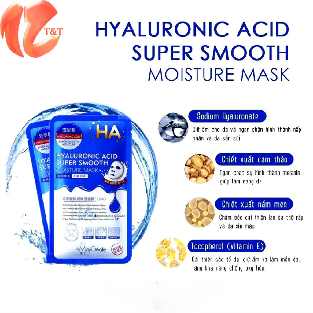 Hộp 20 miếng Mặt nạ HA dưỡng ẩm và dưỡng trắng da MayCreate Hàng Nội địa Trung