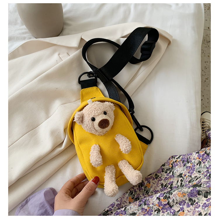 Bag strap cross bundled teddy bear as the tote bag bear cotton casual shirts love kute-Beyou