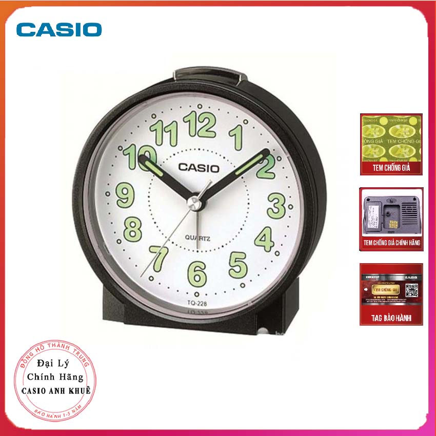 Đồng hồ để bàn Casio TQ-228-1DF báo thức( Kích thước 8.6 cm )