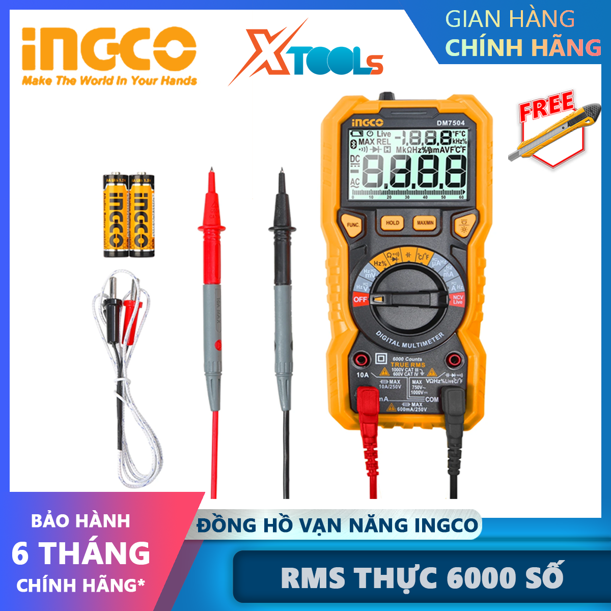 Ingco dm7504 digital multimeter frequency RMS meter power meter AC/DC power meter frequency and temperature measurement