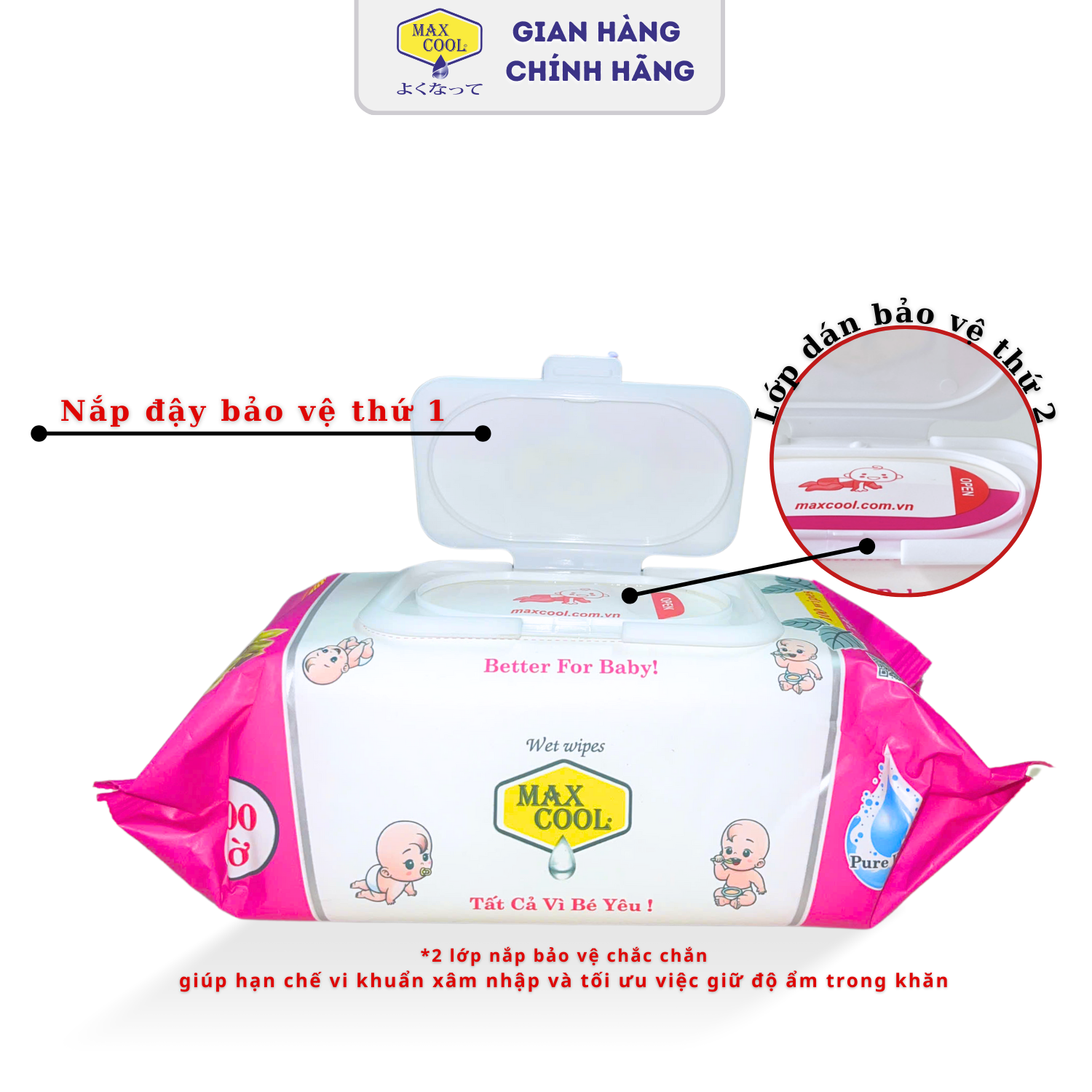 Thùng 10 gói khăn ướt cao cấp Max Cool 100 tờ, hương hoa lài