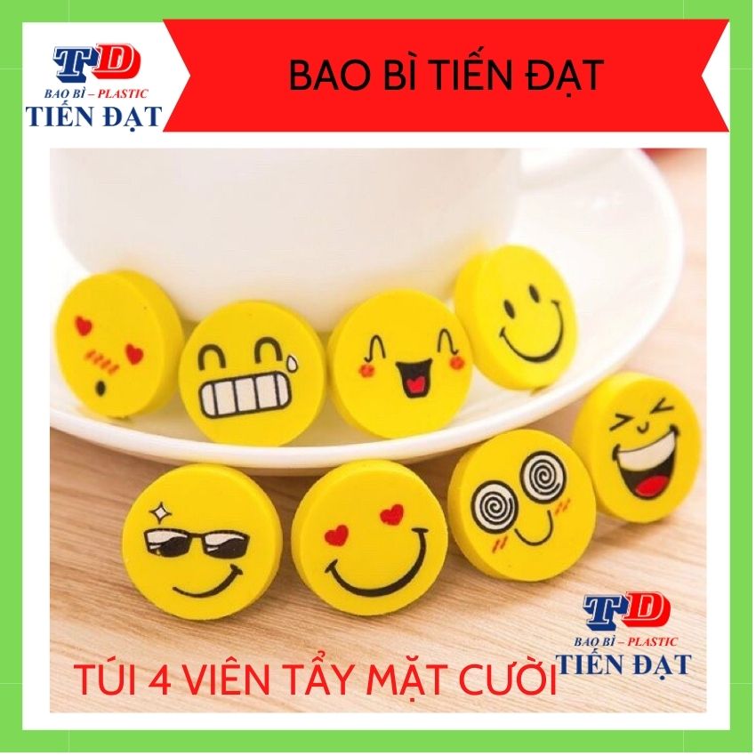 Túi Gồm 4 Viên Tẩy Mặt Cười (Tẩy Hình Mặt Cười); BAOBITIENDAT