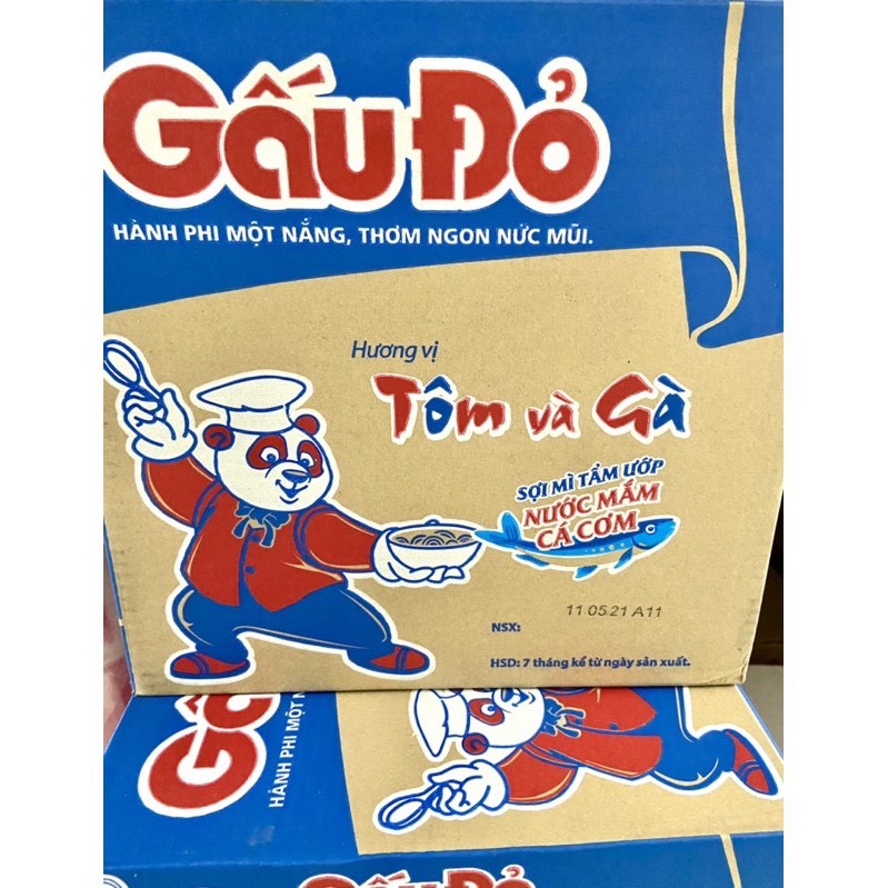 Mì Ăn Liền Gấu Đỏ Tôm và Gà Thùng 30 Gói x 63g/gói