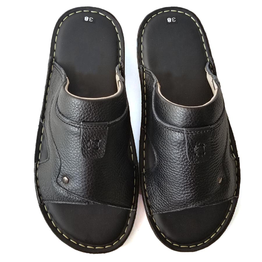 Dép da nam da bò, dép nam da bò thật quai ngang cao cấp hkt shop dn028