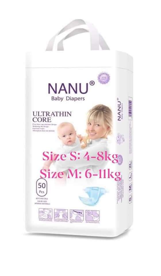 Bỉm/tã dán NANU S/M 100 miếng