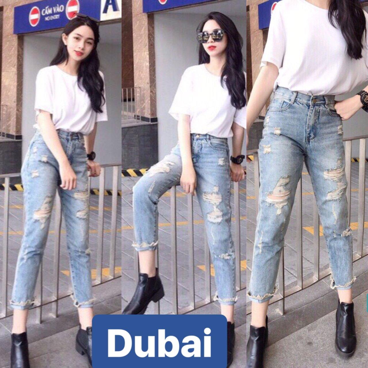 QUẦN JEAN BAGGY NỮ CHẤT BÒ XANH RÁCH ULZZANG HÀN QUỐC LƯNG CAO NÂNG MÔNG DB-025 - DUBAI FASHION