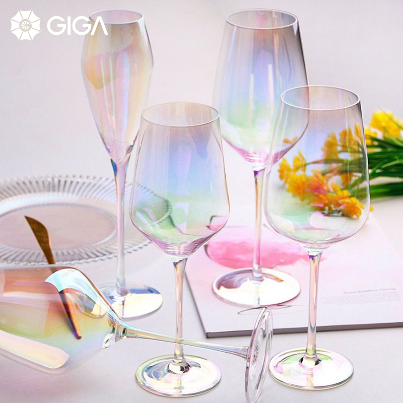 GIGA ESSENTIAL Rainbow Gradient Goblet / Creative Gradient Goblet / Champagne Glass / Gift Cup / glass / Brandy glass / Red wine cup set / Wine glass
