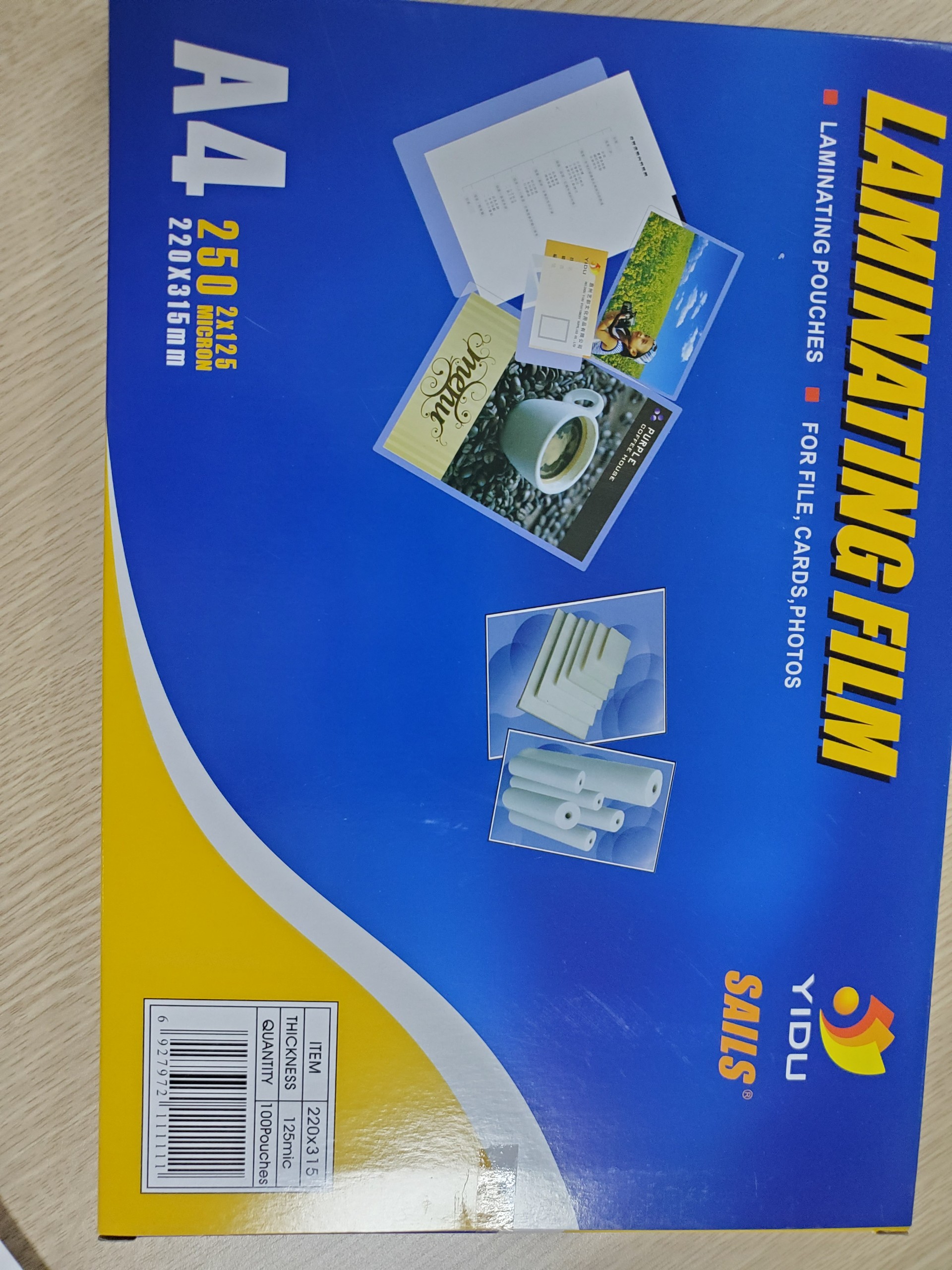 GIẤY ÉP PLASTIC A4 125MIC YIDU (220x315mm)