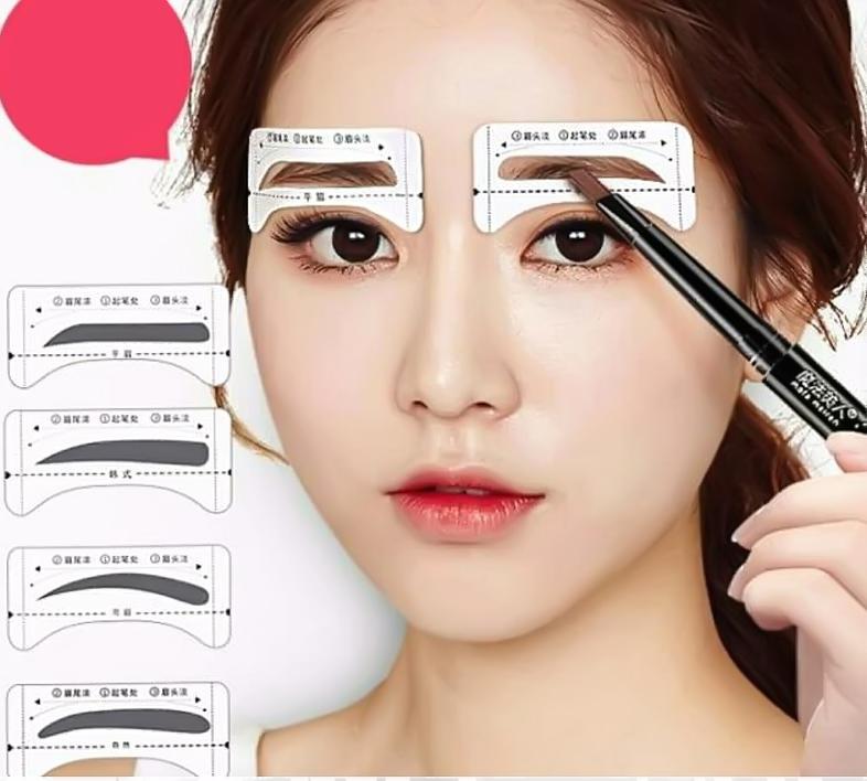 Bộ 12 miếng dán vẽ chân mày sử dụng được nhiều lần khuôn vẽ chân mày khuôn in vẽ nghệ thuật khuôn lông mày cặp lông mày miếng in chân mày