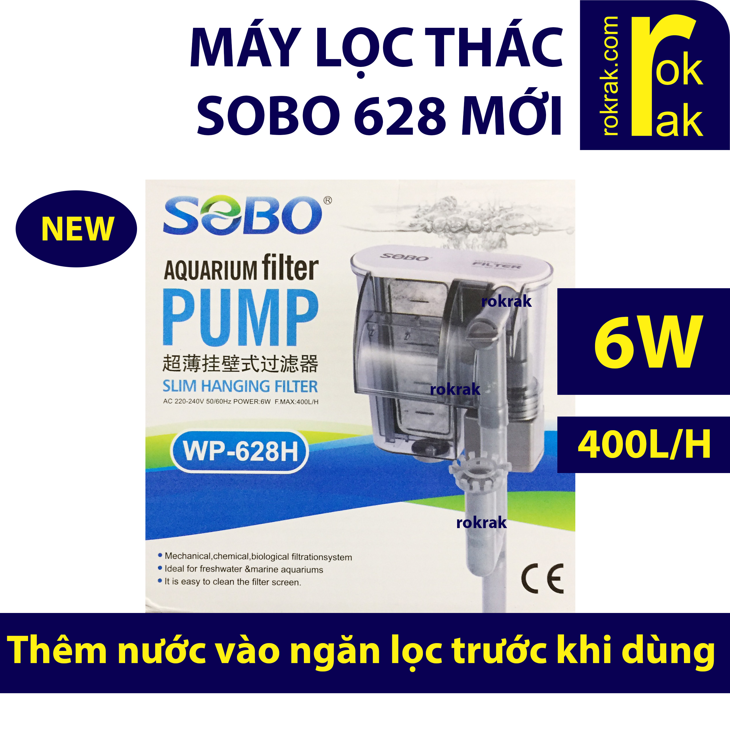 Lọc thác SOBO 628 WP-628H mới cho bể thủy sinh hồ cá