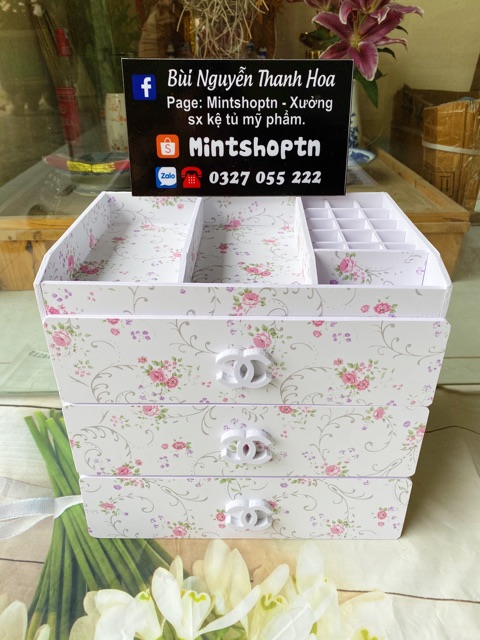 Tủ đựng mỹ phẩm 4 tầng hồng 30cm