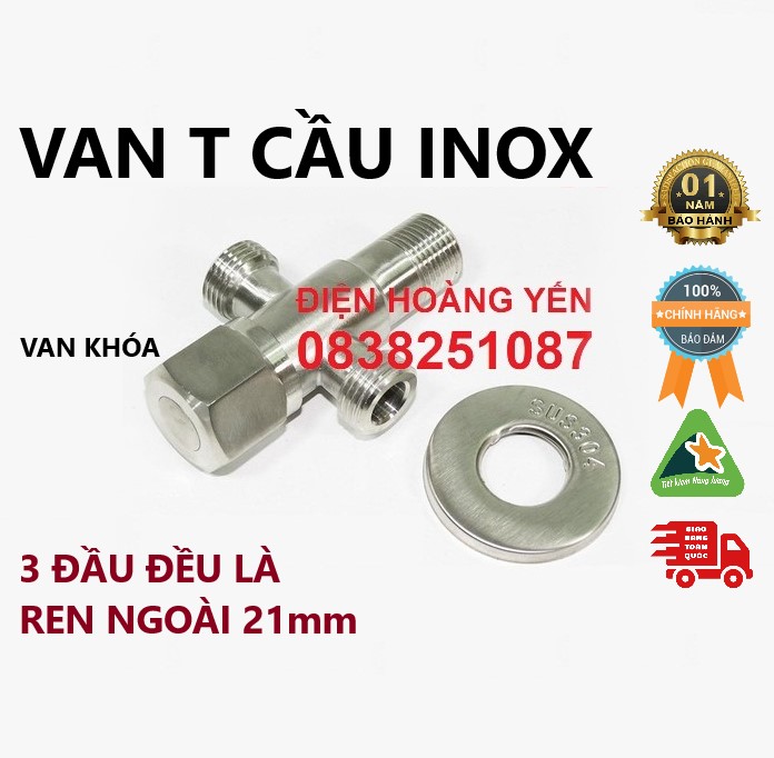 Van khoá inox 304 giảm áp lực nước 2 đầu ra