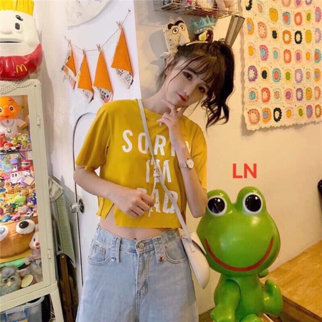 Áo croptop SORRY ngắn tay LNG0220