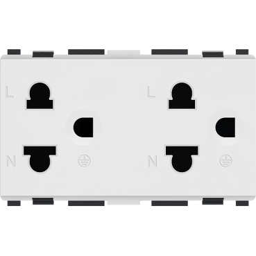 Ổ cắm đôi 3 chấu 16A, size L - Màu Trắng gắn với mặt nạ 3 - Dòng S-Flexi - ổ cắm Schneider Electric - F1426UEST2M_G19