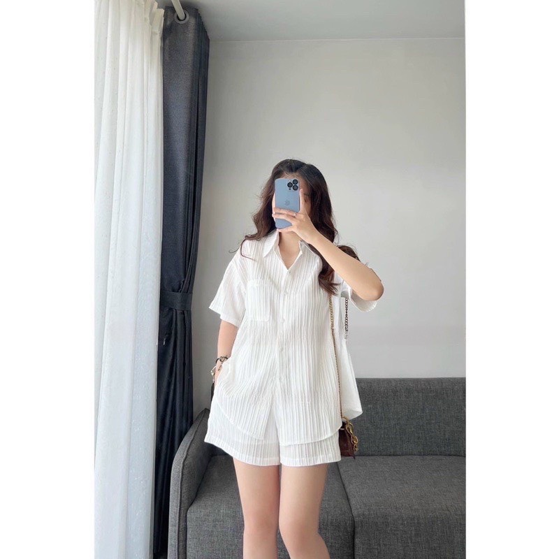 Set Bộ Nữ Áo Somi thắt lưng kèm quần