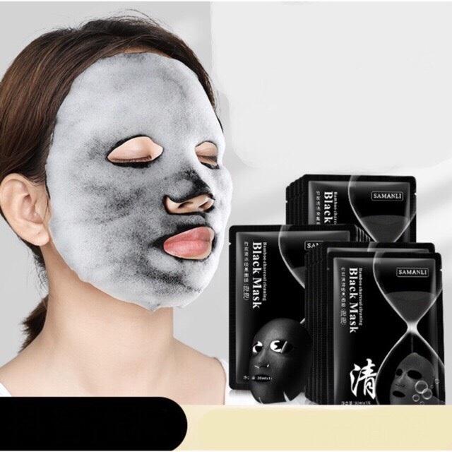 combo 2 mặt nạ sủi bọt thải độc detox da samanli black mask