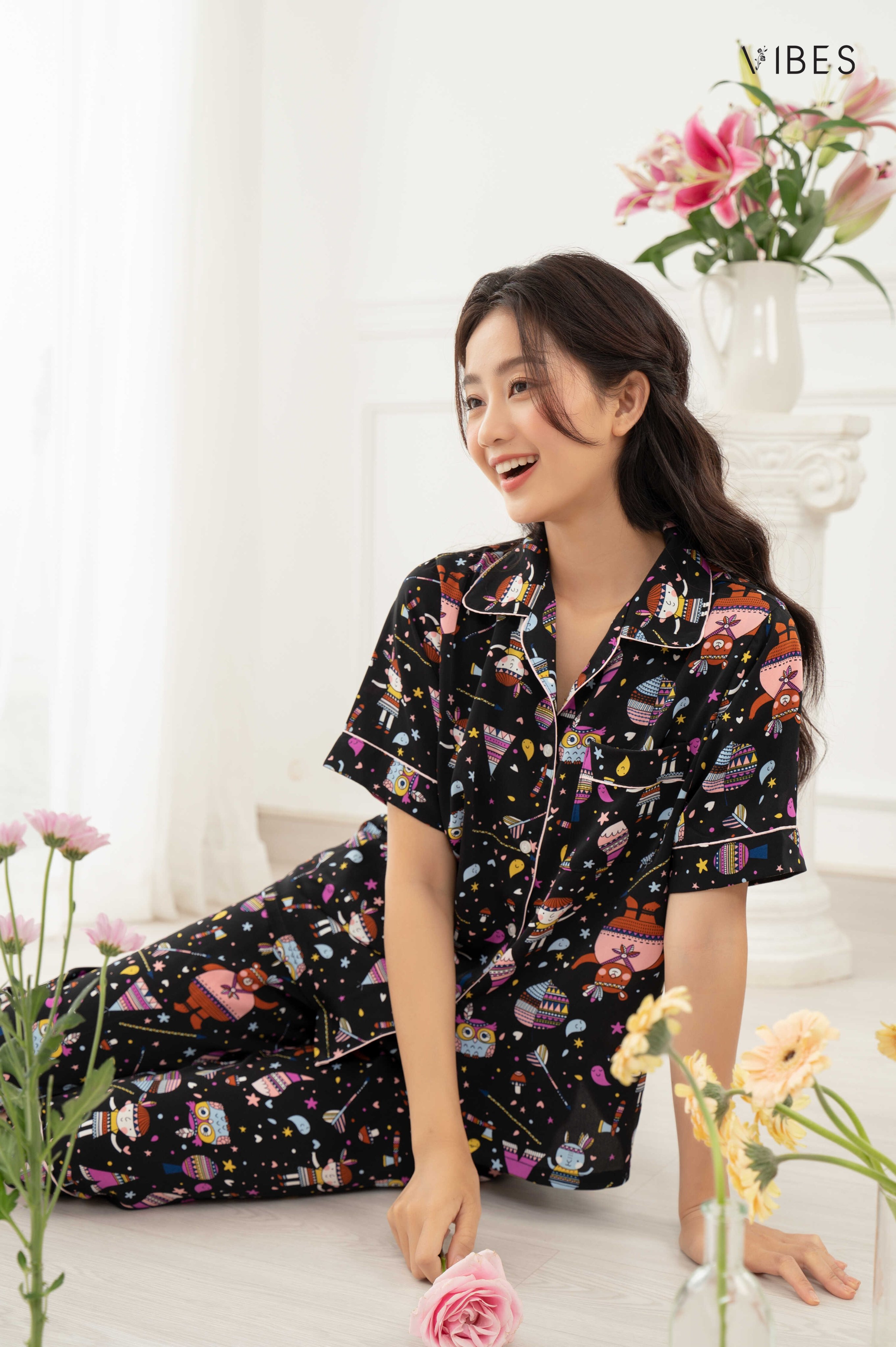 VIBES Pijama lửng Owl Capri Py Set