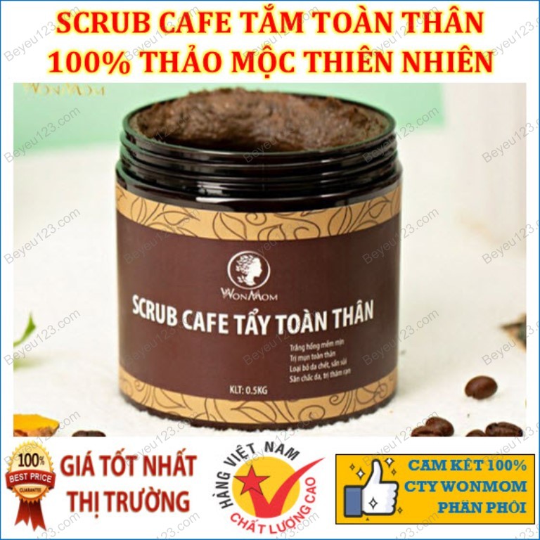 Cafe tắm, tẩy tế bào chết toàn thân 500g (thay cho sữa tắm hóa chất) - Wonmom (Việt Nam) WM1015