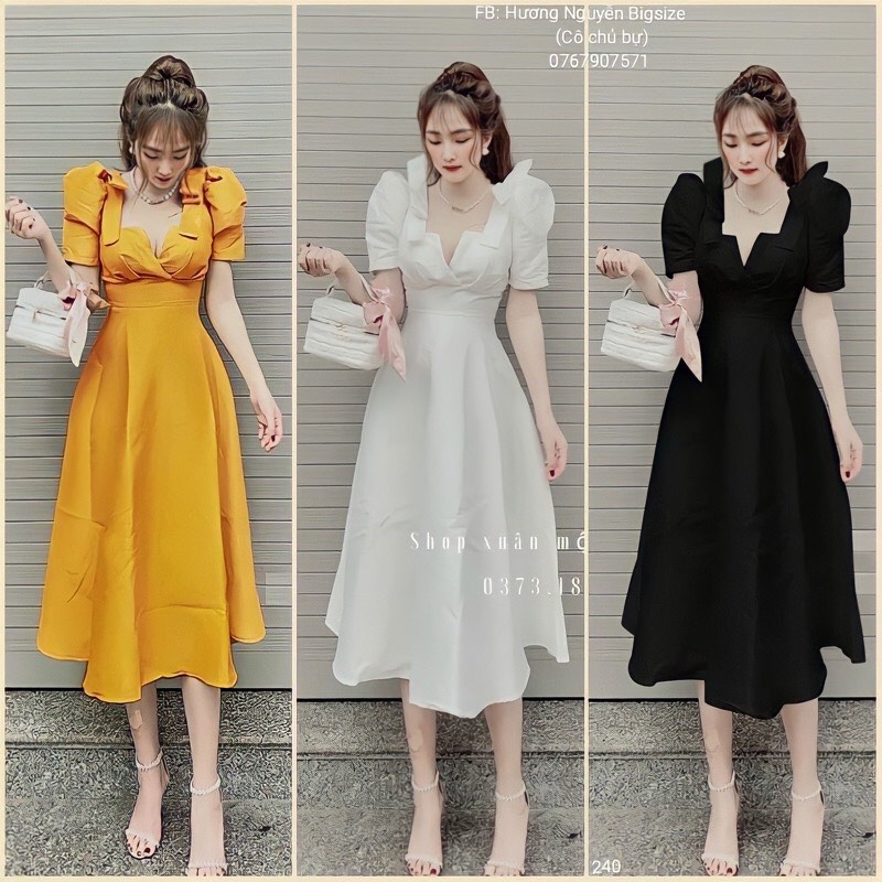 Đầm dài tay phồng bigsize 60-90kg có size