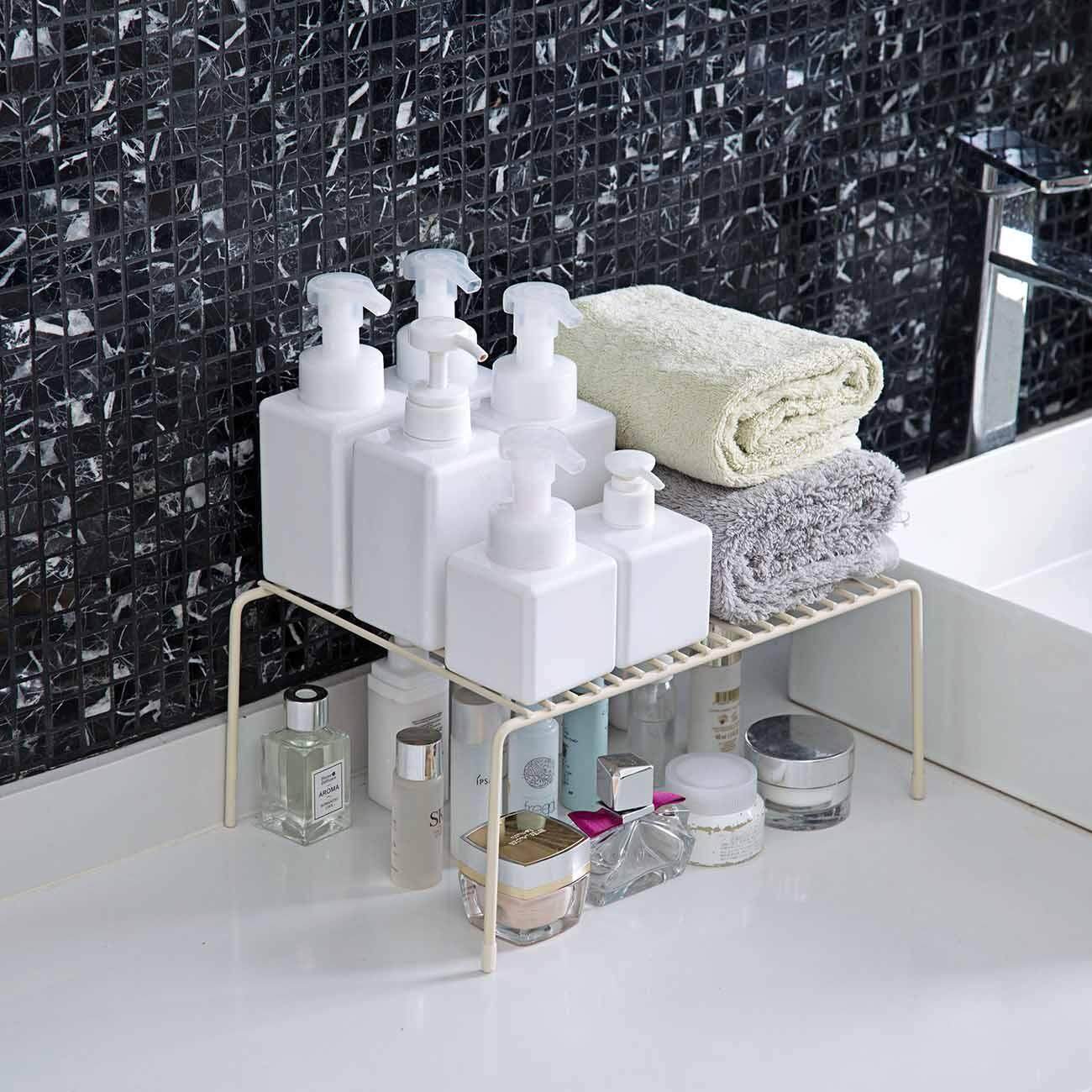Homenhome Retractable Iron Kitchen Shelf Cabinet Drain Storage Rack Spice Shelf