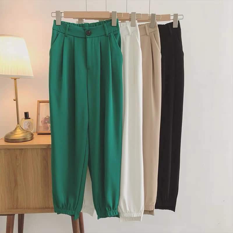 Quần baggy nữ bo gấu cao thấp