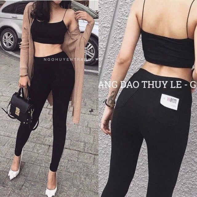 Quần legging nữ dài chất coton tôn dáng co giãn 4 chiều