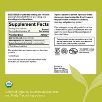 Viên Triphala hữu cơ 180 viên Banyan Botanicals