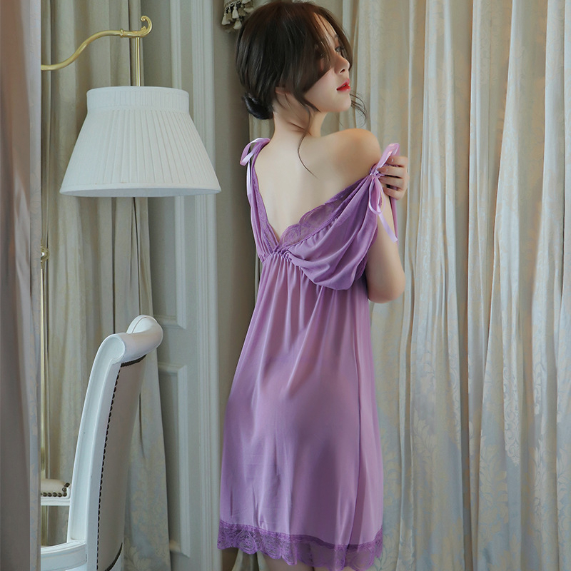 (Big size) Bộ váy ngủ lụa mềm thắt eo gọn dáng VN04