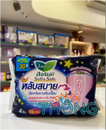 Băng Vệ Sinh Ban Đêm LAURIER Soft &Safe 30cm (4 Miếng/Gói) Thái Lan