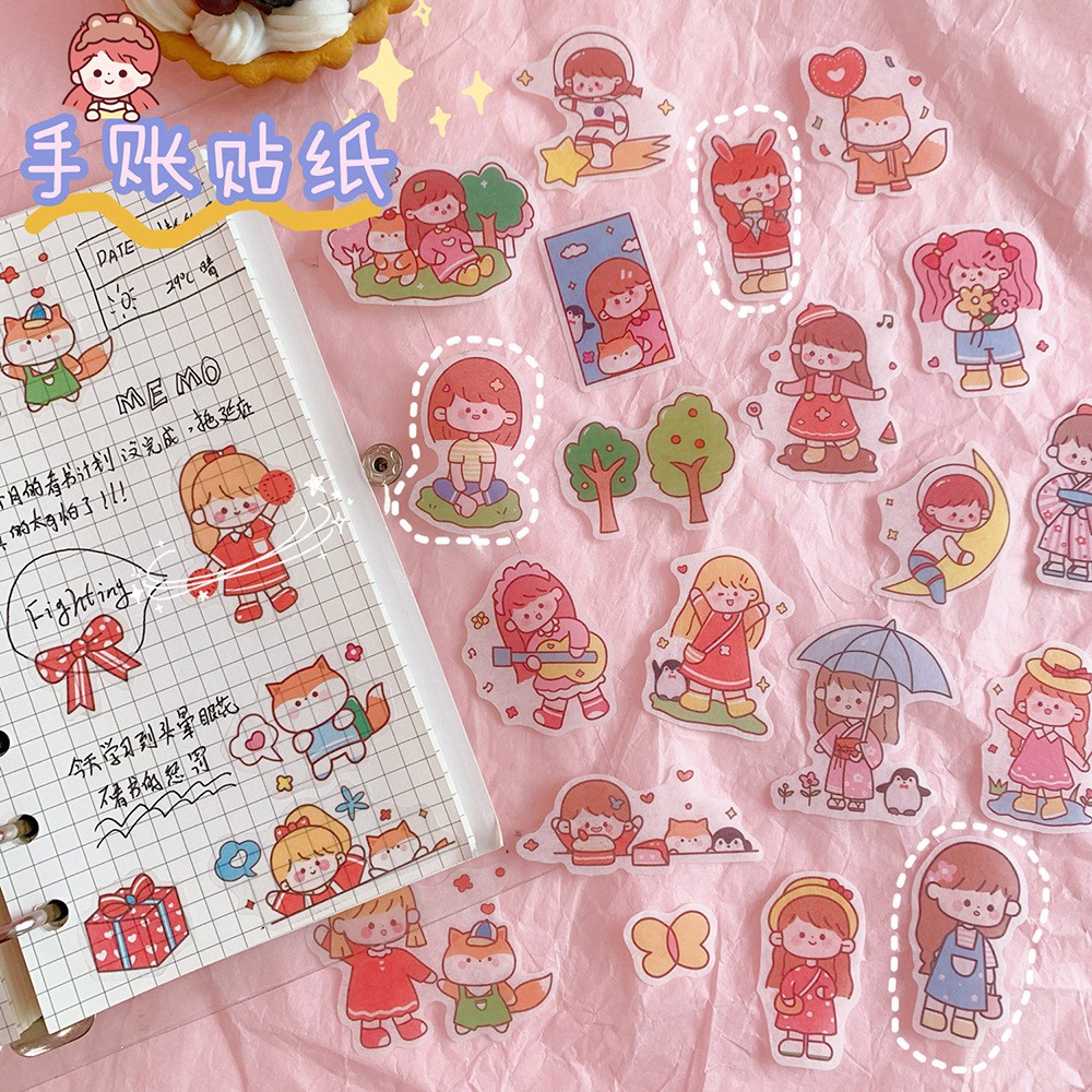 [HCM]Bộ 40 Sticker Cô Gái Nhỏ