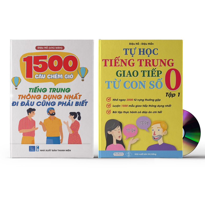 [HCM]Combo 2 sách: 1500 Câu chém gió tiếng Trung thông dụng nhất + Tự Học Tiếng Trung Giao Tiếp Từ Con Số 0 Tập 1 (Có audio nghe) + DVD quà tặng