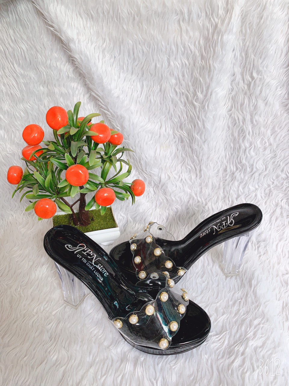 Dép Cao Gót Trong 10phan Meca Bản Trong Đính Châu