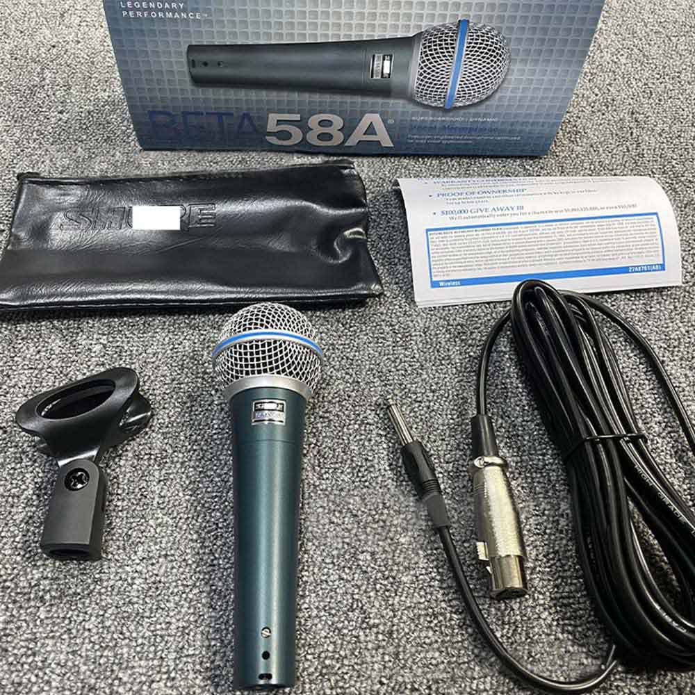 Shure Beta58A Dynamic Handheld Vocal Microphone Super Cardioid Dynamic Dynamic Microphone Wired Microphone Ideal for Vocal/Karaoke/Party