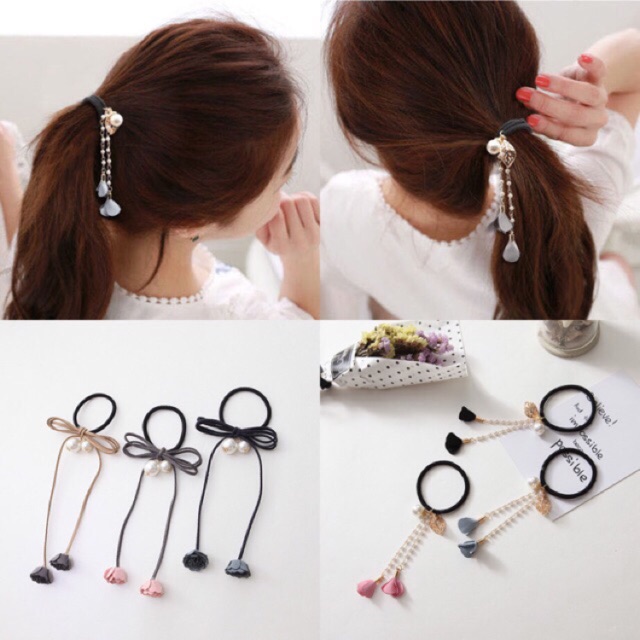Hộp 12 dây buộc tóc nữ kiểu Hàn dễ thương