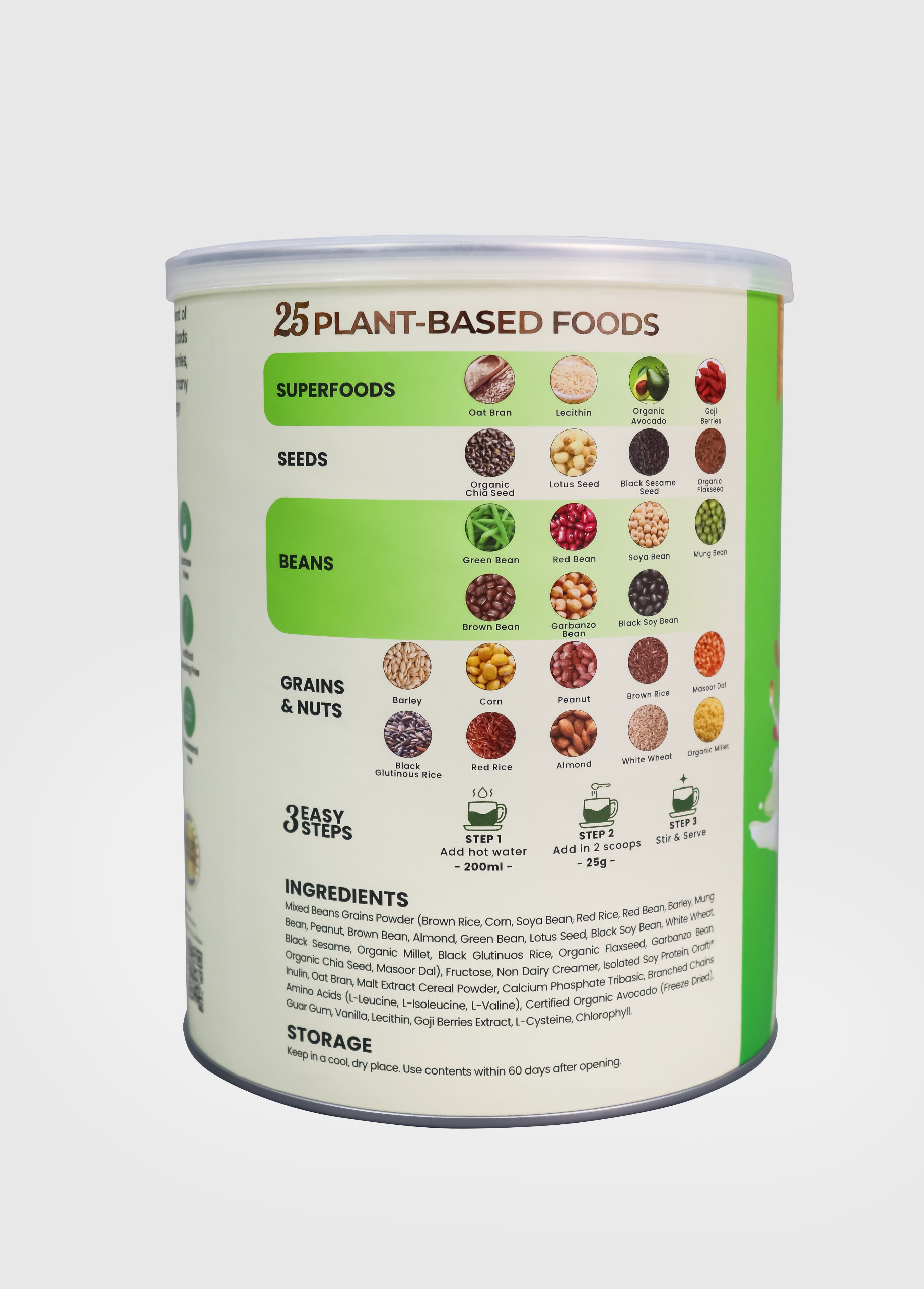 Sữa Hạt 25 Green Nutri Organic Avocado Lon 750g